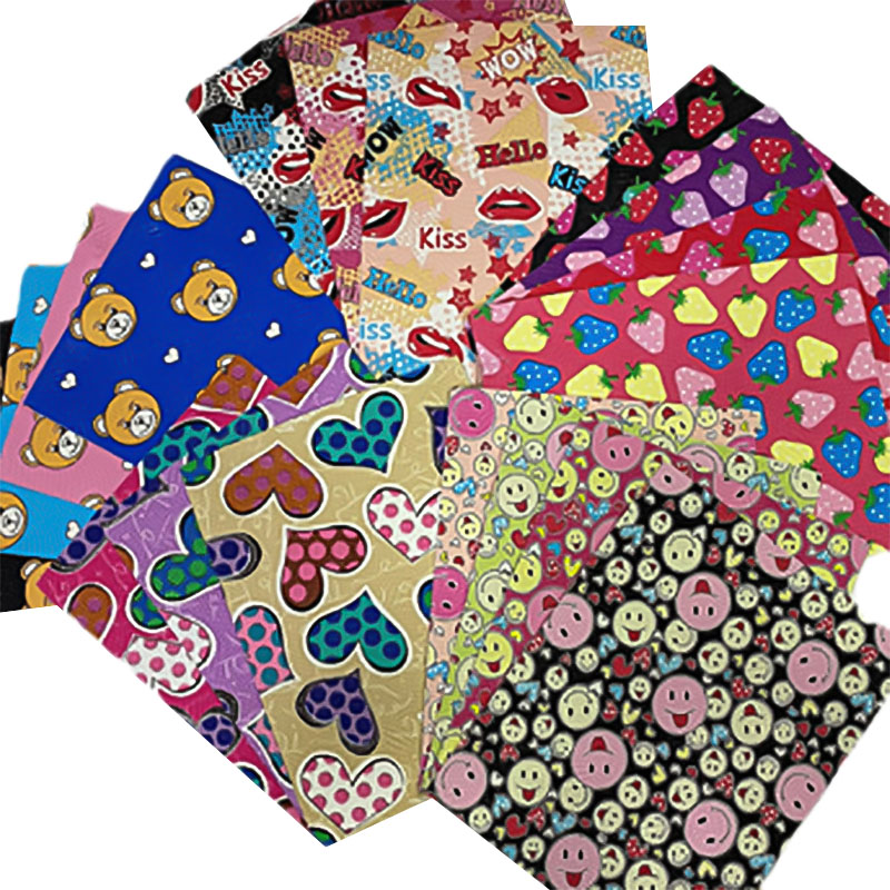 หนังเทียมพิมพ์สีสันสดใสสำหรับกระเป๋า